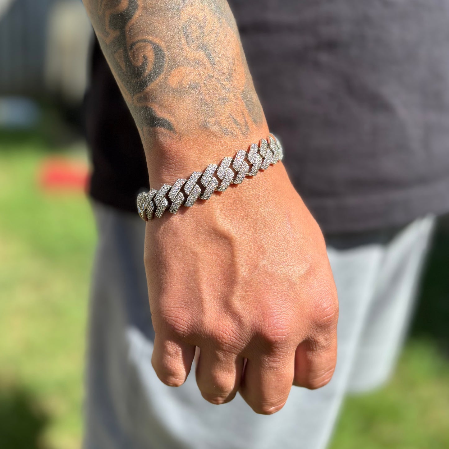 14mm Prong Cuban Bracelet .925 Silver