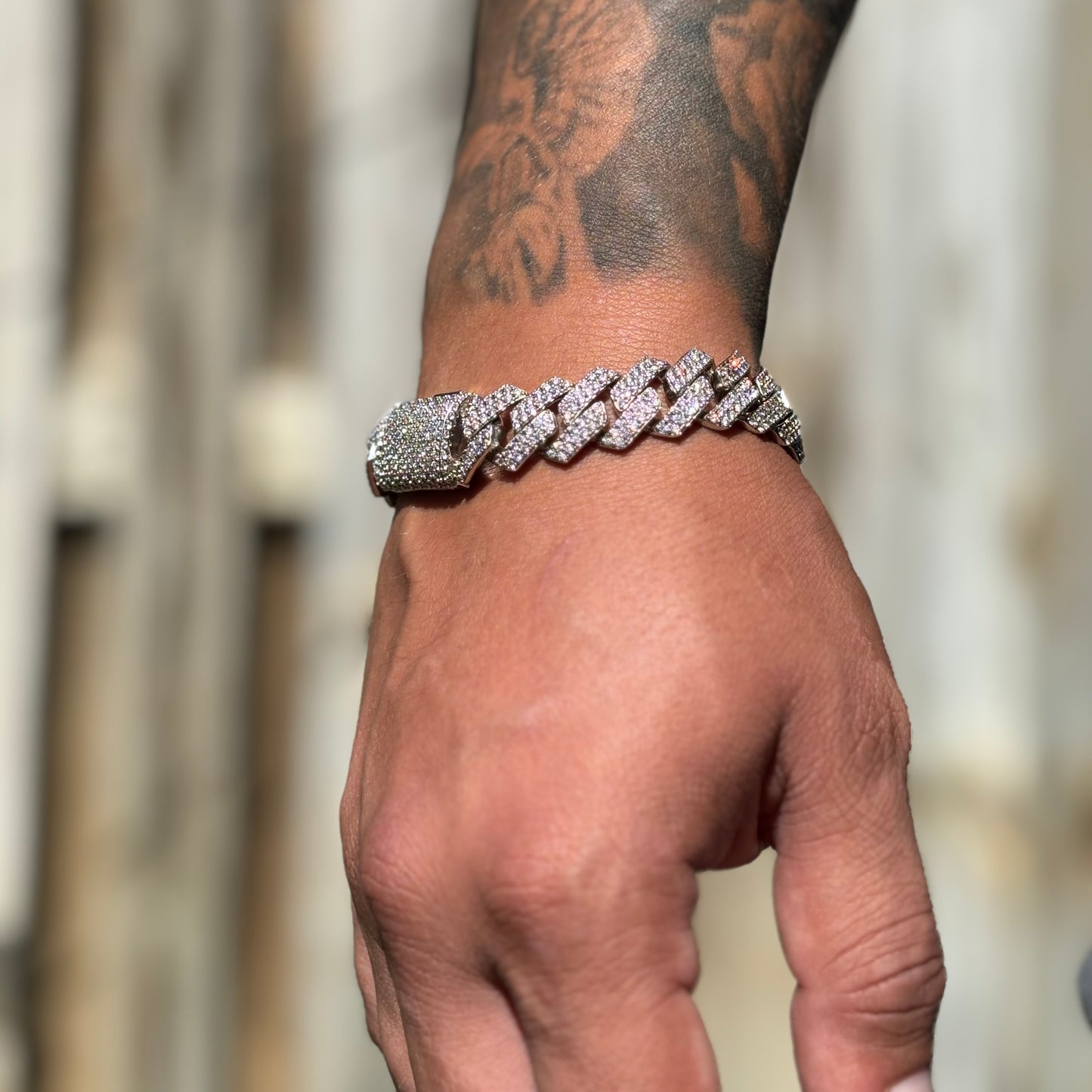 14mm Prong Cuban Bracelet .925 Silver
