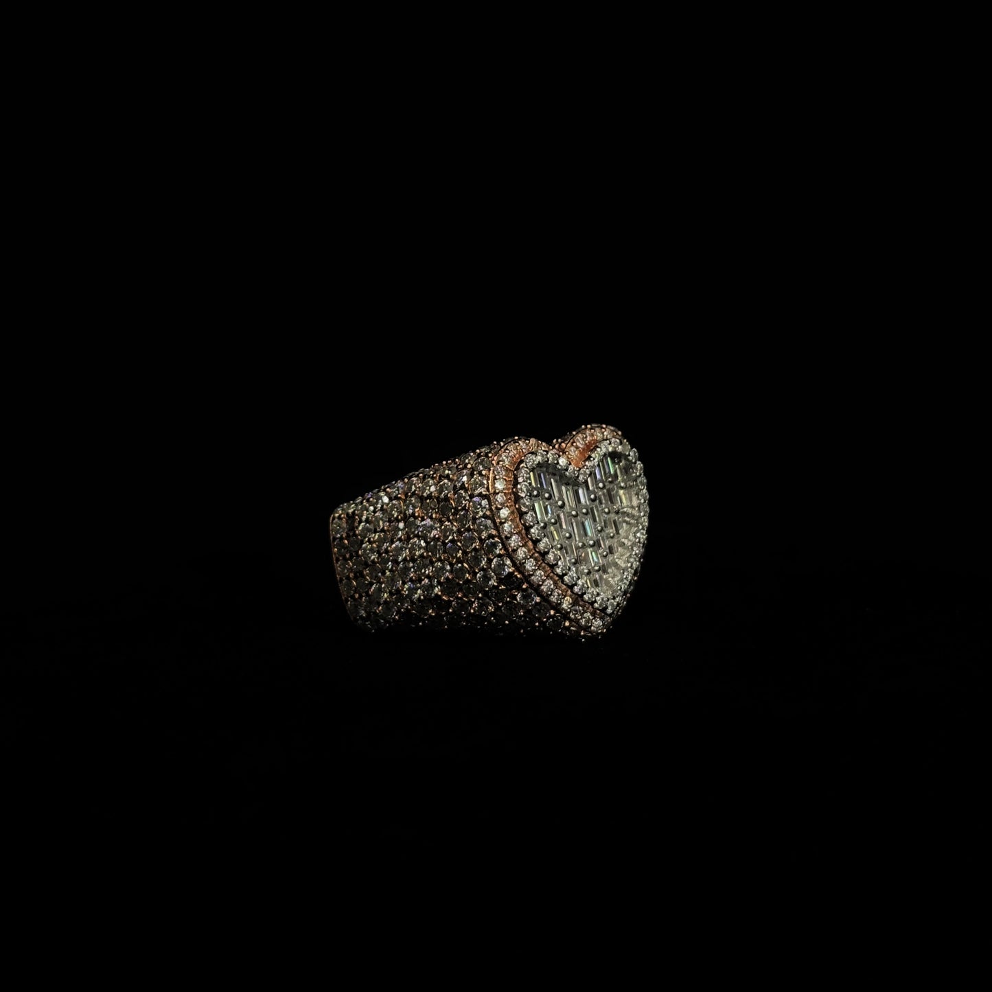 Baguette Heart Ring 14K Rose Gold Plated